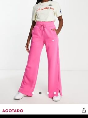 Nike Women's Phoenix Pink Wide-Leg Fleece Pants